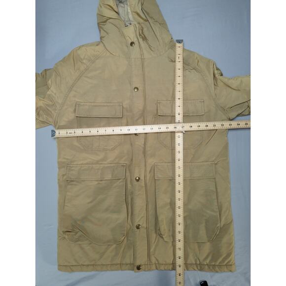 VTG LL Bean Mens M Tan Hooded Parka Jacket Field Coat Freeport Maine - Picture 6 of 16